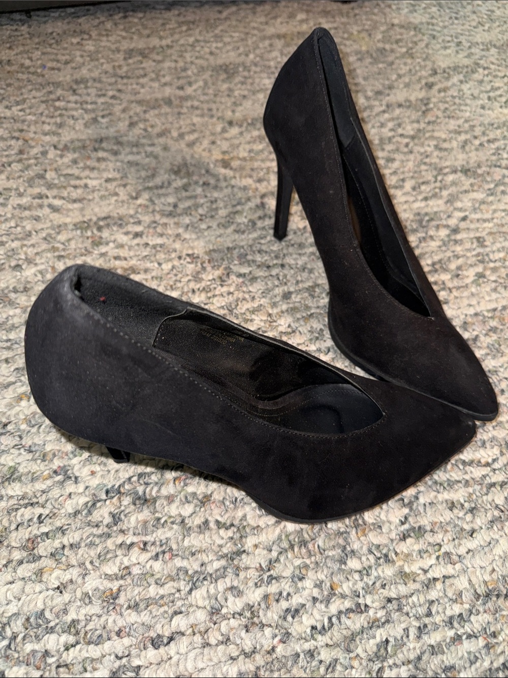 H&M Black Suede Pointed-Toe Stiletto Pumps - Women's Heels
